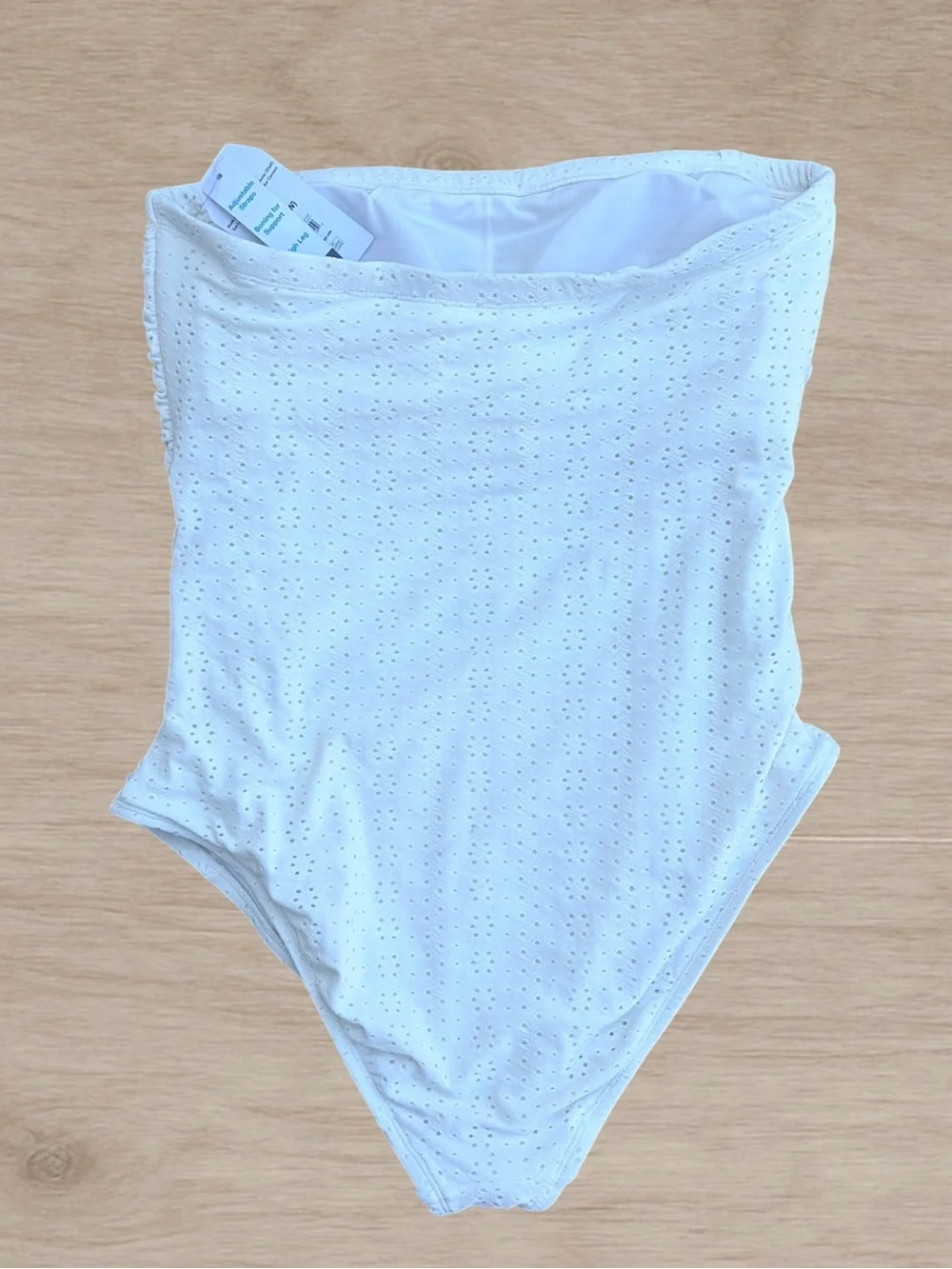 Time and Tru White Eyelet Bandeau Swimsuit, Size 1X, NWT